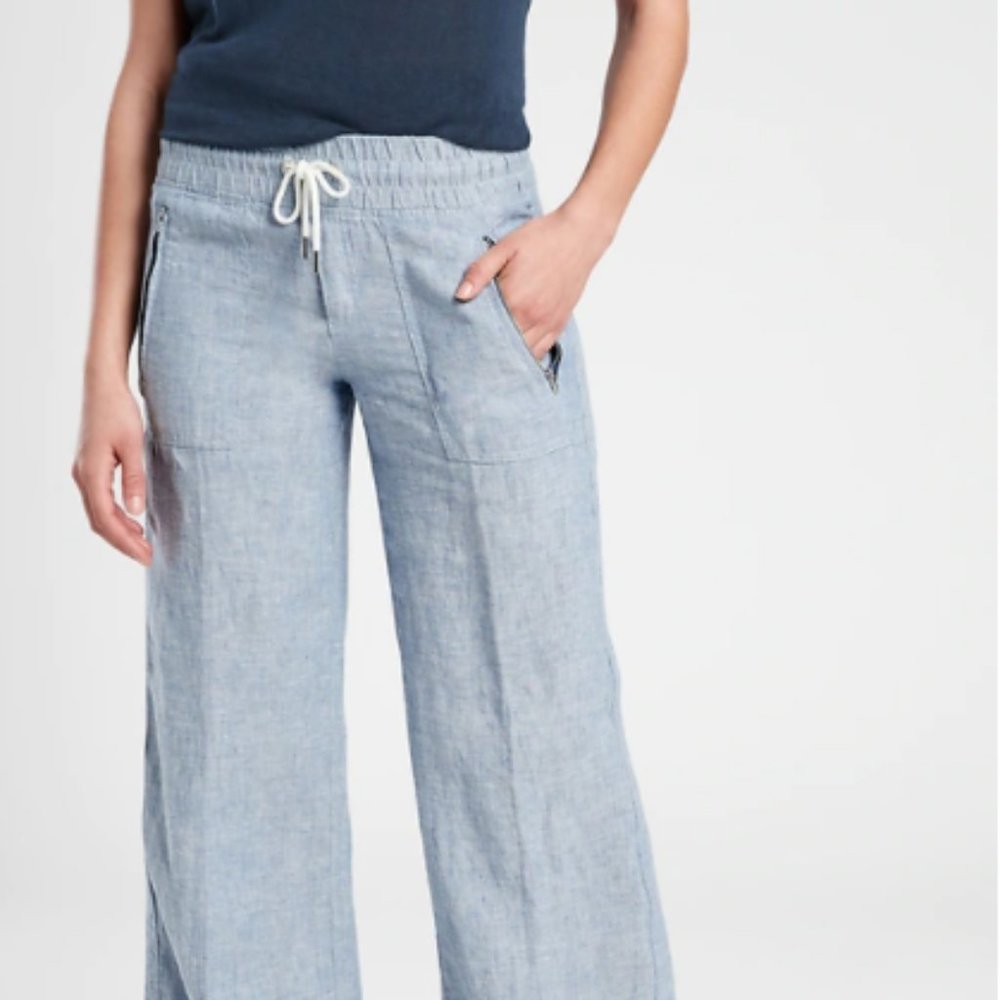 Athleta Cabo Linen Wide Leg Pant Size 8